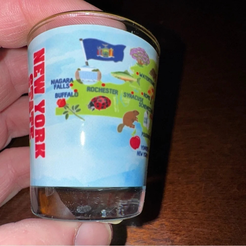 All Over Graphic Print New York State Souvenir Shot Glass 2”